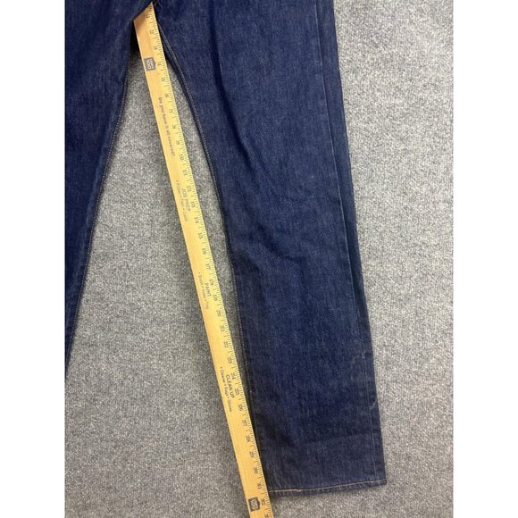 Levis 501 Jeans Mens 32x32 Dark Wash Blue Button Fly Waterless Denim Straight - Picture 4 of 10
